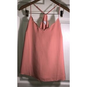 J Crew Top Spaghetti Straps Scalloped Neckline TBack Lined Orange Womens Size 8